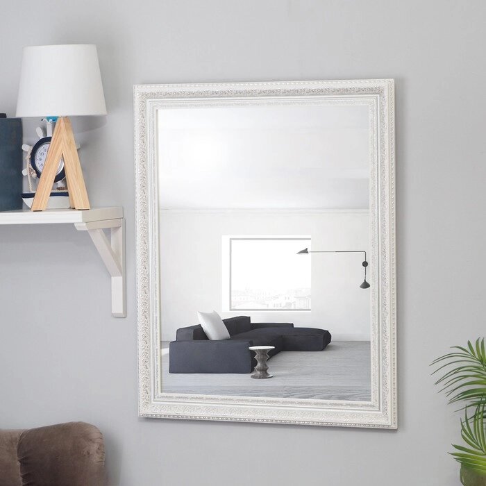 Зеркало настенное «Верона», белое, 6074 см, рама пластик, 60 мм от компании Интернет - магазин Flap - фото 1
