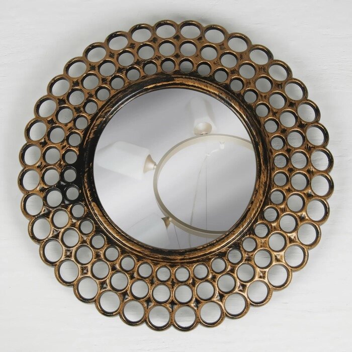 Зеркало настенное «Винтаж», d зеркальной поверхности 13 см, цвет «состаренное золото» от компании Интернет - магазин Flap - фото 1