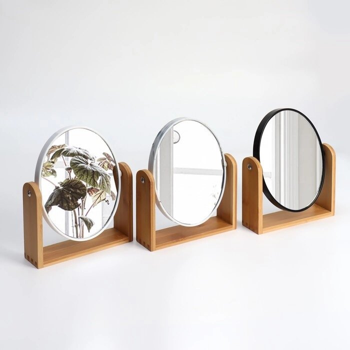 Зеркало настольное «Овал», двустороннее, с увеличением, зеркальная поверхность 14,2 х 17,6 см, цвет МИКС от компании Интернет - магазин Flap - фото 1