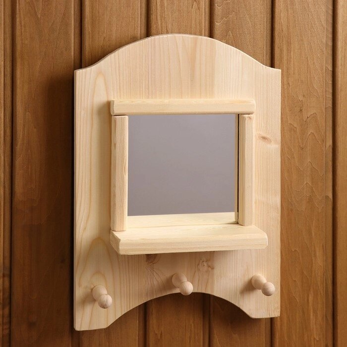 Зеркало "Окошко", 3 крючка, сосна, натуральный, 332810 см от компании Интернет - магазин Flap - фото 1