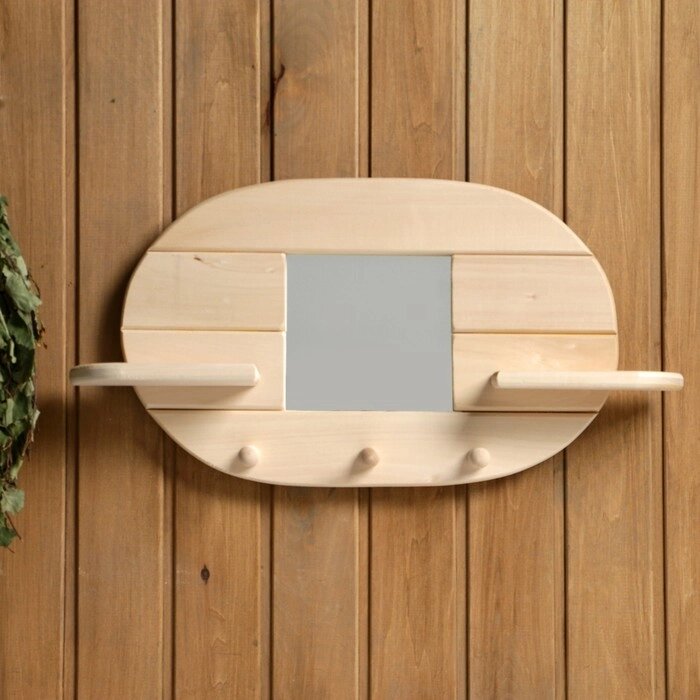 Зеркало "Овал", 3 крючка, сосна, натуральный, 542910 см от компании Интернет - магазин Flap - фото 1