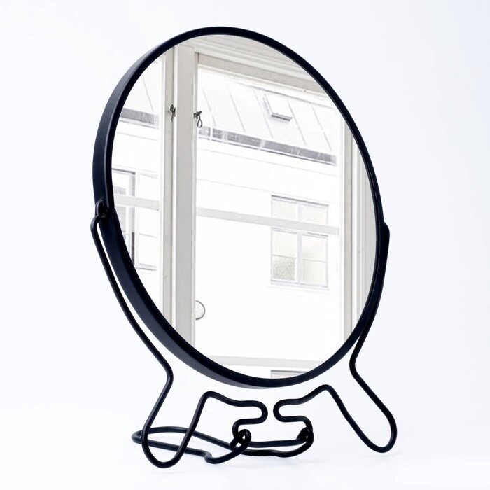 Зеркало складное-подвесное, двустороннее, с увеличением, d зеркальной поверхности 16,2 см, цвет чёрный от компании Интернет - магазин Flap - фото 1