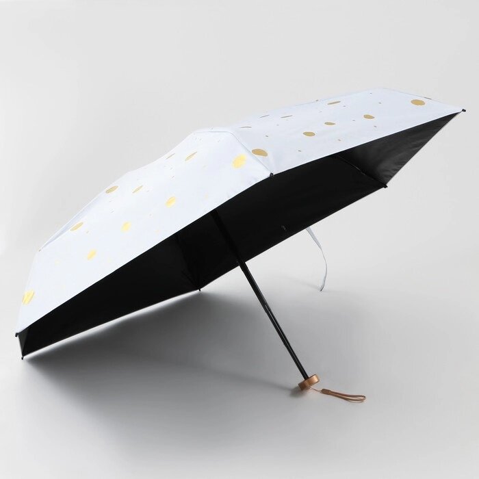 Зонт механический, 6 спиц, цвет белый в золотой горошек. от компании Интернет - магазин Flap - фото 1