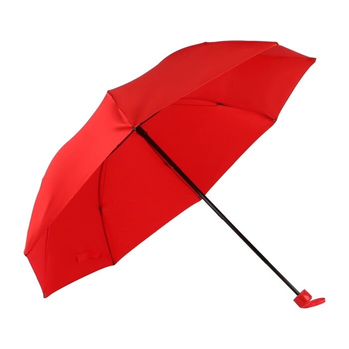 Зонт механический «Однотон», сатин, 4 сложения, 8 спиц, R = 49 см, цвет красный от компании Интернет - магазин Flap - фото 1