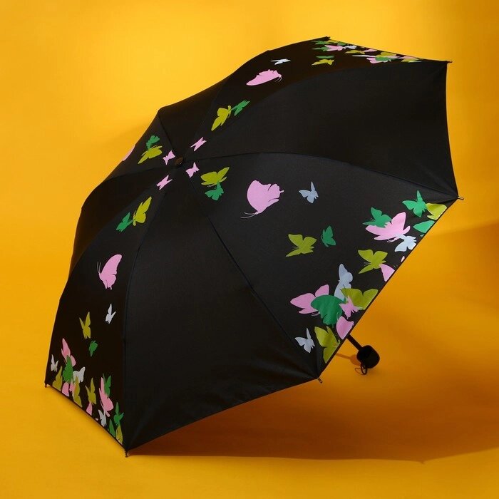 Зонт механический «Яркие бабочки», 8 спиц, d=95, цвет чёрный от компании Интернет - магазин Flap - фото 1