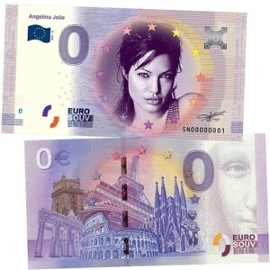 0 евро - Анжелина Джоли (Angelina Jolie). Памятная банкнота