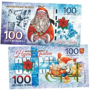 100 Sata markkaa Finland (финская марка) Рождество Финляндия. UNC