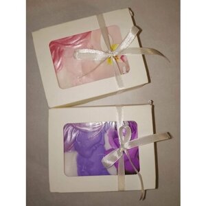 2 набора мыла фигурного "Мать и дитя" и пенный цветок розовый и лавандовый цвета в подарок ко Дню Матери