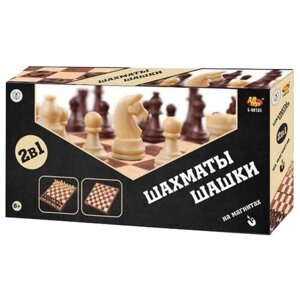 ABtoys 2 в 1 Магнитные шахматы, шашки игровая доска в комплекте