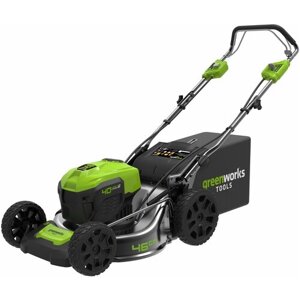 Аккумуляторная газонокосилка Greenworks 2506807 GD40LM46SP (без АКБ и ЗУ), 4 А·ч, без АКБ и ЗУ, 46 см