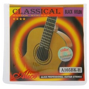 Alice Струны для классической гитары Alice A105BK, черный нейлон-посеребренная медь, норм. натяж.