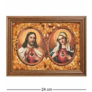 AMB-03/ 4 Икона «Иисус и Мария»с янтарной крошкой) L-24см