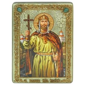 Аналойная икона Святой равноапостольный князь Владимир на мореном дубе 21х29 см 999-RTI-682-1m