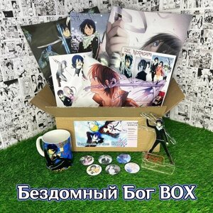 Аниме (anime) бокс Подарочный набор "Бездомный Бог"Noragami с Акриловой фигуркой и Подушкой (32х19х13 см)