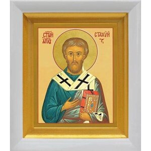 Апостол от 70-ти Стахий, епископ Византийский, икона в белом киоте 14,5*16,5 см