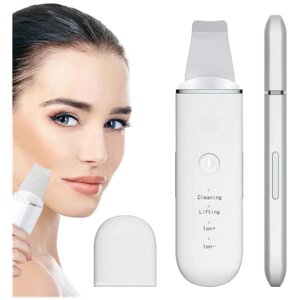 Аппарат для ультразвуковой чистки лица Gridario Face Skin Cleaning Scrubber, 4 режима, белый