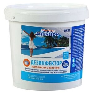 Aqualeon Медленный стабилизированный хлор Aqualeon комплексный таб. 200 гр, 3 кг