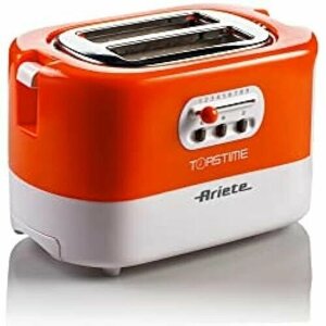 Ariete 159 Toasttime, Белый тостер, емкость на 2 ломтика, 9 уровней поджаривания, 700 Вт, 3 функции, оранжевый