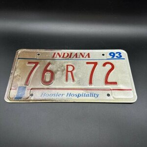 Автомобильный номер штата Индиана, металл, краска, США, 1990-2000 гг.