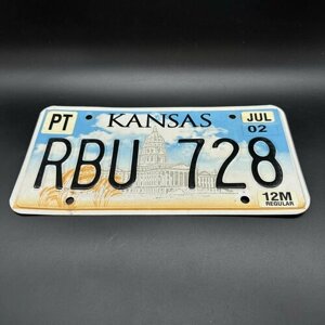 Автомобильный номер штата Канзас, металл, краска, США, 2000-2020 гг.