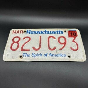 Автомобильный номер штата Массачусетс, металл, краска, США, 2000-2020 гг.