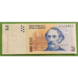 Банкнота Аргентина 2 песо 2010-2014 гг UNC