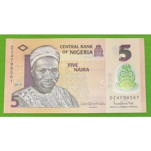 Банкнота Нигерия 5 найра 2019 год полимер UNC