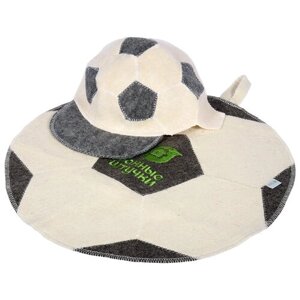 Банные штучки Набор Футбольный мяч из 2-х предметов: шапка, коврик 2 шт. белый
