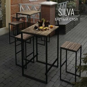 Барный стол садовый SILVA loft, уличный, деревянный, металлический, 70х70х110 см, гростат