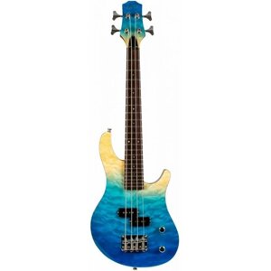 Бас-гитара уменьшенная (бас-укулеле) Flight PP Mini Bass Transparent Blue с чехлом, музыкальный инструмент