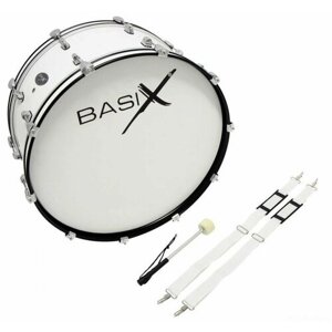 BASIX Marching Bass Drum 26x10" бас-барабан маршевый с ремнем и колотушкой, белый