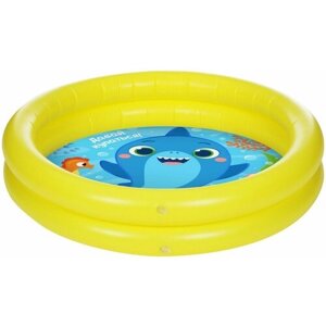 Бассейн надувной детский "Давай купаться! круглый, для плавания, купания и игр в воде, на дачу, размер 62 х 14 см