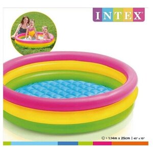 Бассейн надувной детский INTEX &quotSunset Glow Pool"Радужный), 114x25 см, от 2х лет, с надувным дном int57412NP