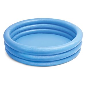 Бассейн надувной, детский, круглый, 3 кольца, от 2 лет, голубой, с ремкомплектом, для дачи, размер - 114 х 25 см