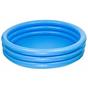 Бассейн надувной, детский, круглый, 3 кольца, от 2 лет, голубой, с ремкомплектом, для дачи, размер - 147 х 33 см