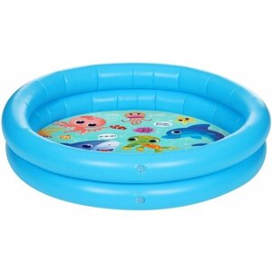 Бассейн надувной детский "Морские малыши" круглый, для плавания, купания и игр в воде, на дачу, размер 62 х 14 см