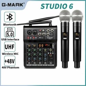 Беспроводной 4-канальный микшер караоке G-mark Studio 6 bluetooth 2 микрофона black