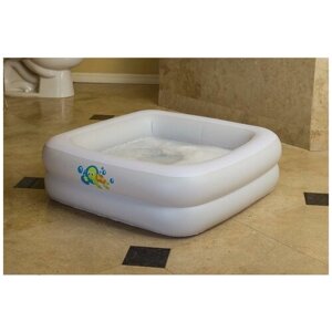 BestWay, Детский бассейн квадратный надувной, 86х86х25 см , с надувным дном, надувная ванночка для купания