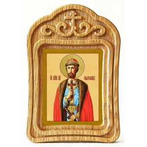 Благоверный князь Святослав Всеволодович, икона в резной деревянной рамке