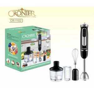 Блендер 1000 Вт (Измельчитель кухонный) CRONIER" СR-1102 / Погружной ручной блендер 4в1 мерный стакан