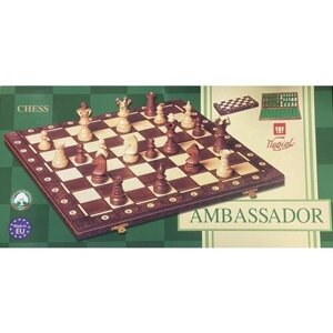 Большие деревянные шахматы с доской Амбассадор / Ambassador