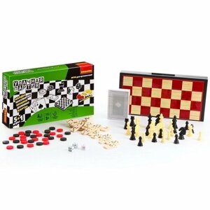 Bondibon Магнитные игры Удачная партия 5 в 1: Шашки, Шахматы, Нарды, Домино, Карты ВВ0683