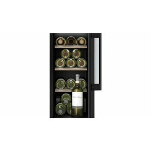 Bosch Винный шкаф встраиваемый деревянный KUW20VHF0 со светодиодной подсветкой, режим витрины, 4 полки для хранения 21 бутылки