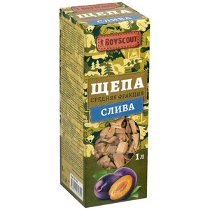 BOYSCOUT Щепа для копчения, слива, 1 л, 0.29 кг, 1 л, 2 уп.