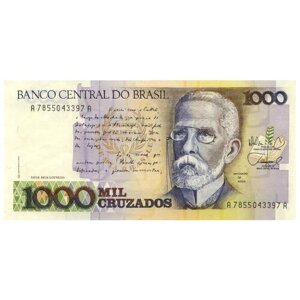 Бразилия 1000 крузадо 1986-89 г «Поэт Жоаким Машаду де Ассис» UNC