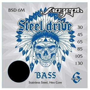 BSD-6M Steel Drive Комплект струн для 6-струнной бас-гитары, сталь, 30-130, Мозеръ
