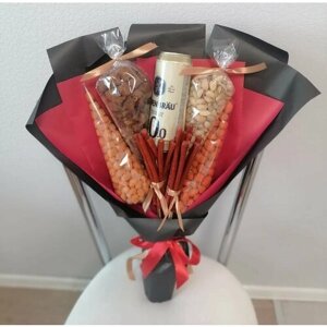 Букет мужской (женский) съедобный подарочный набор закусок из орехов и колбасок KupiTrend