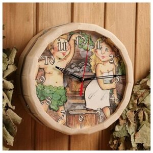 Часы банные "Пара в бане" с рисунком