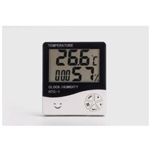 Часы - будильник электронные "Бируни" настольные с термометром, гигрометром, 10 х 10 см