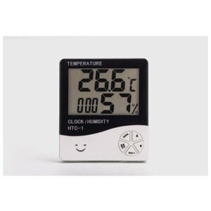 Часы - будильник электронные "Бируни" настольные с термометром, гигрометром, 10 x 10 см